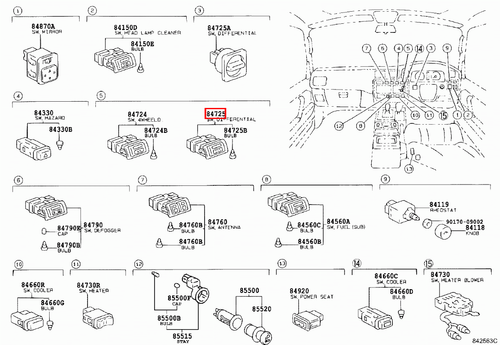 Genuine Toyota LandCruiser 80 Series HDJ FZJ 4WD Centre Diff Lock Switch Button - Picture 9 of 11