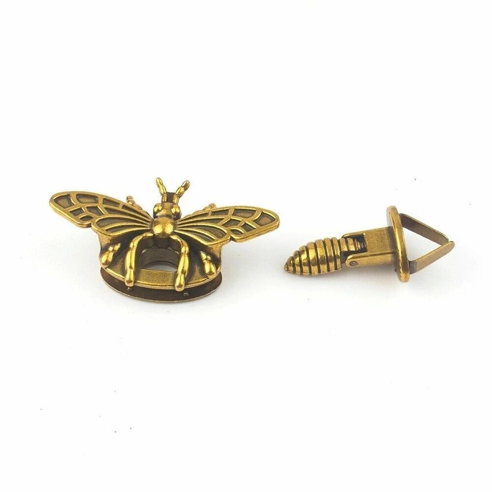 1pc Bee Shape Turn Locks Retro Metal Bag Clasps Leather Craft Making Accessories - Image 4 of 4