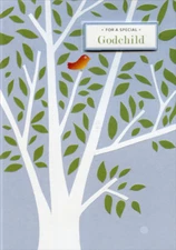 Small Bird in Tree Hand Embellished Designer Greetings Godchild Birthday Card