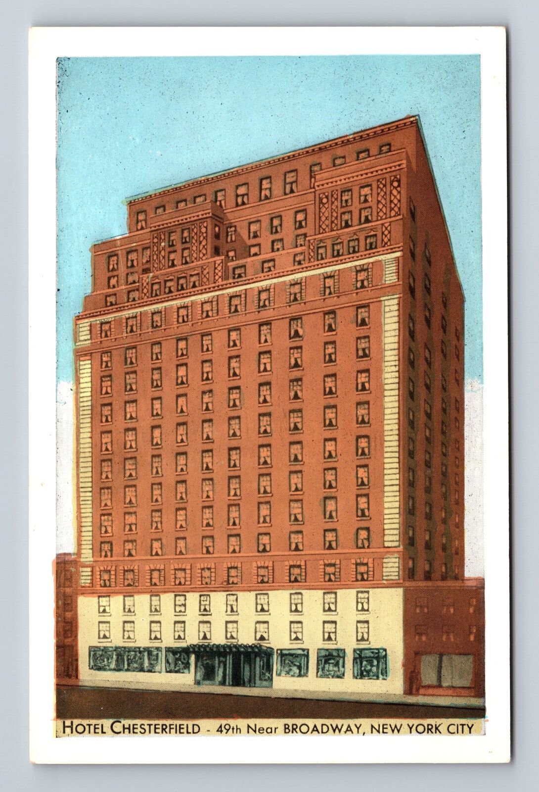 New York City NY, Hotel Chesterfield, Souvenir, Antique, Vintage Postcard
