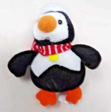 Vintage Handmade Plush Penguin Wearing a Santa Hat Christmas Ornament 5 3/4"
