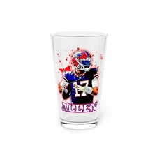 JoshAllen Pint Glass, 16oz - Buffalo Bills Football Fan Gift, Drinking