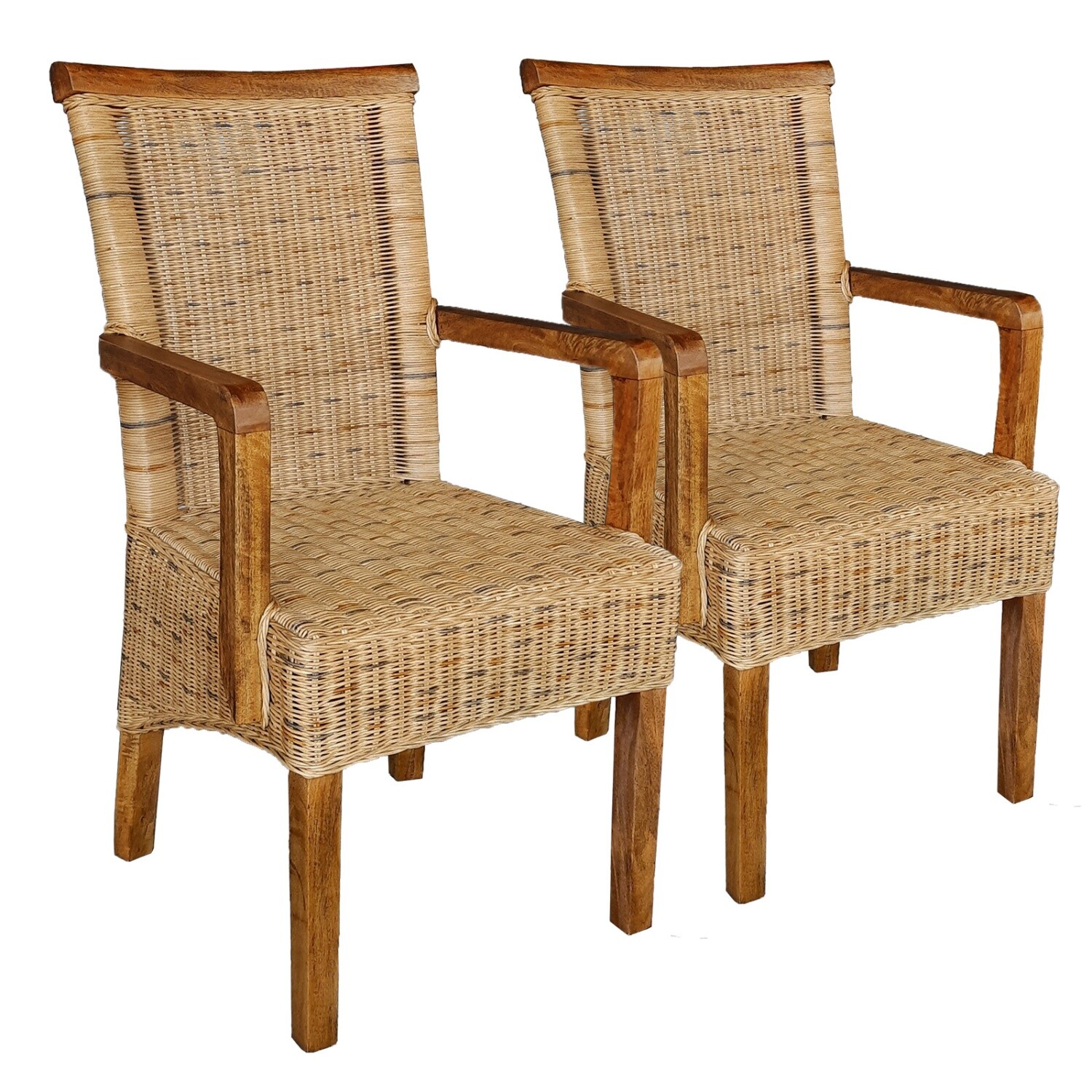Rattanstühle mit Armlehnen Esszimmerstühle tabacco Perth Korbstuhl Rattan Sessel