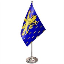 France Franche-Comté Satin & Chrome Premium Table Flag 