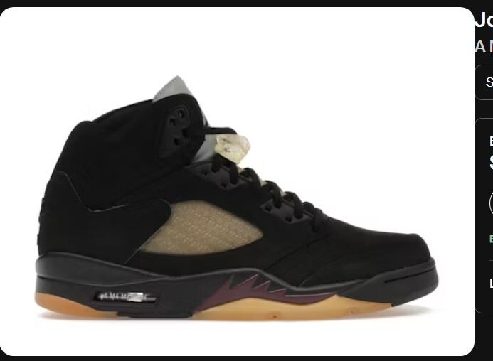 Jordan 5 Retro x A Ma Maniere Mid Dusk Sz 3.5 Grade SChool