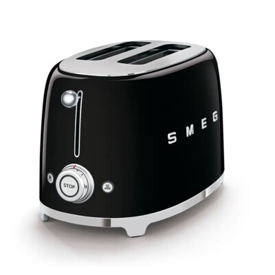 NEW SMEG 50's Style Retro 2 Slice Toaster - Black TSF01BLAU