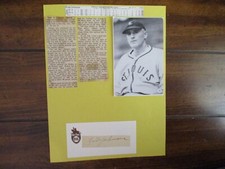 FRED JOHNSON(Died-1973) Signed Cut Signature w/8 x 11 Display w/Stats/Obit/Photo