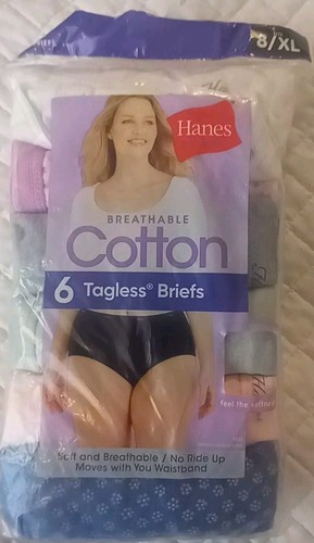 Hanes 6 Pack Briefs size 8XL Women's Cotton Cool Comfort Panties Tag Free