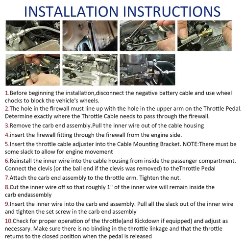 24" Hi Tech Universal Throttle Cable Kit Braided Stainless Steel with Aluminum - Bild 6 von 6