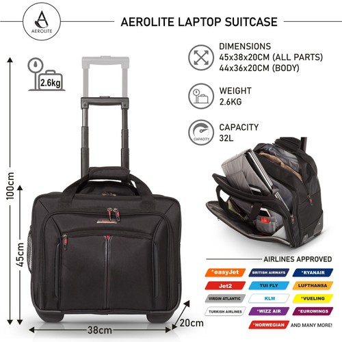 Rolling Business Mobile Office 15.6" Laptop Bag Cabin Hand Luggage 2