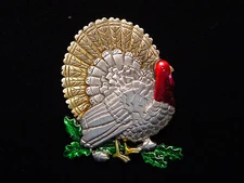 "JJ" Jonette Jewelry Silver Pewter 'Thanksgiving TURKEY' Pin  