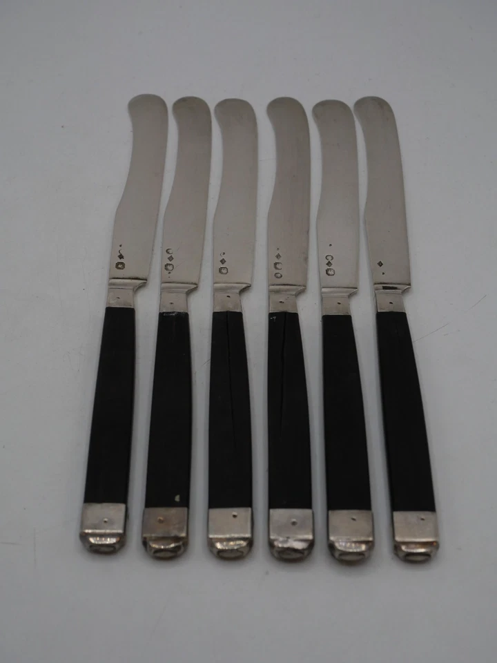 6 COUTEAUX A FRUITS EN ARGENT MASSIF ET EBENE POINCON COQ PARIS 1809 - Photo 4/4