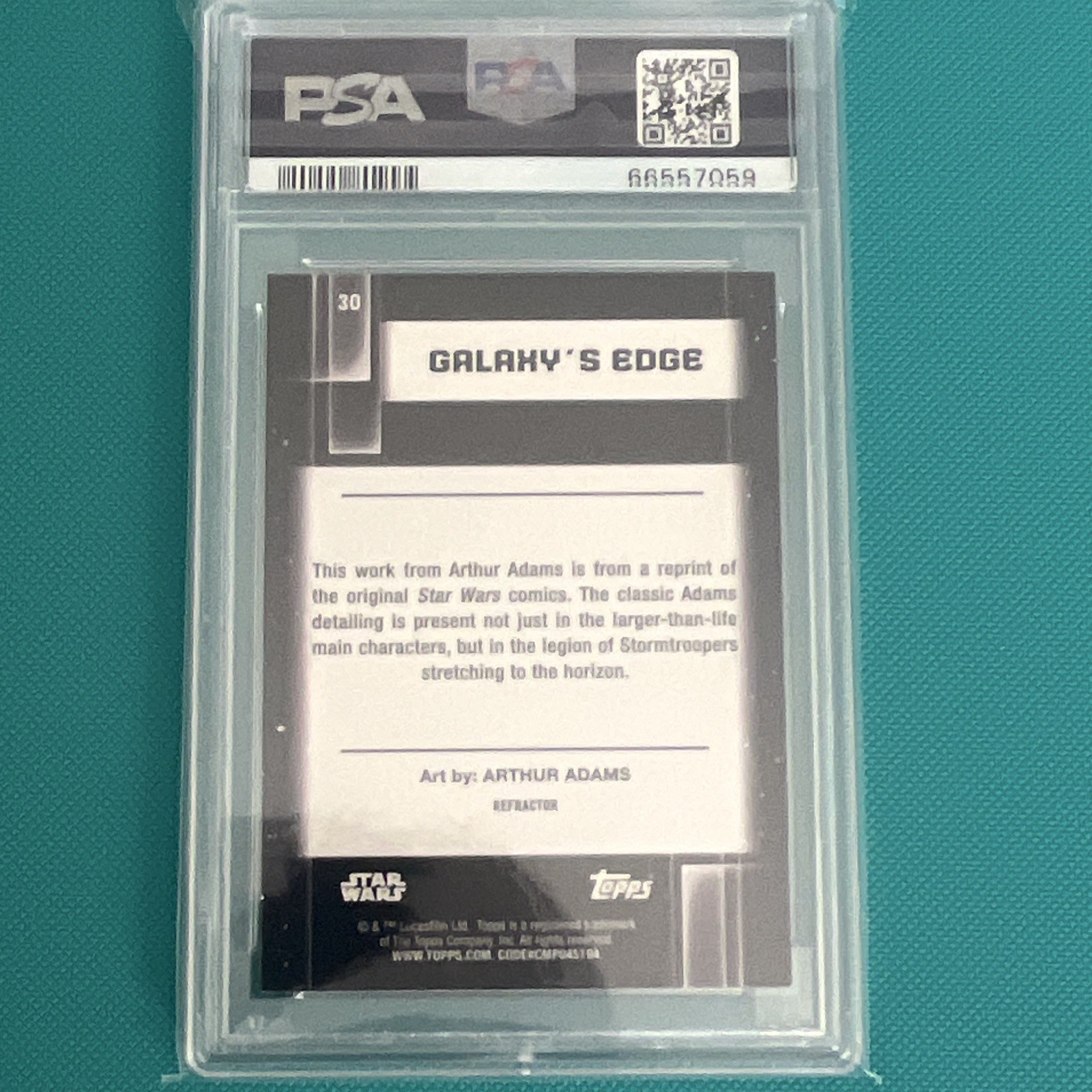 Topps 2021 Star Wars Galaxy #30 Galaxy's Edge Refractor PSA 10 view 2