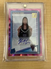 2025 Panini WNBA Donruss Kaitlyn Chen Rated Rookie Pink Laser Auto /25 RC #90