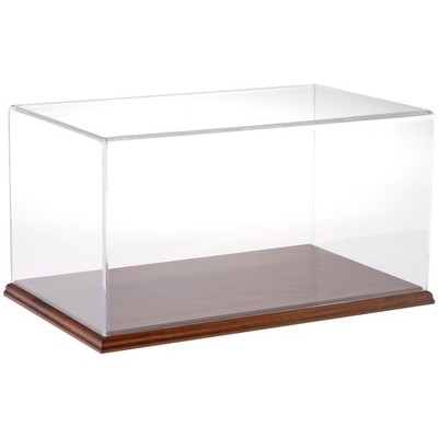 Plymor Clear Acrylic Display Case with Hardwood Base, 16'' W x 10'' D x 8'' H
