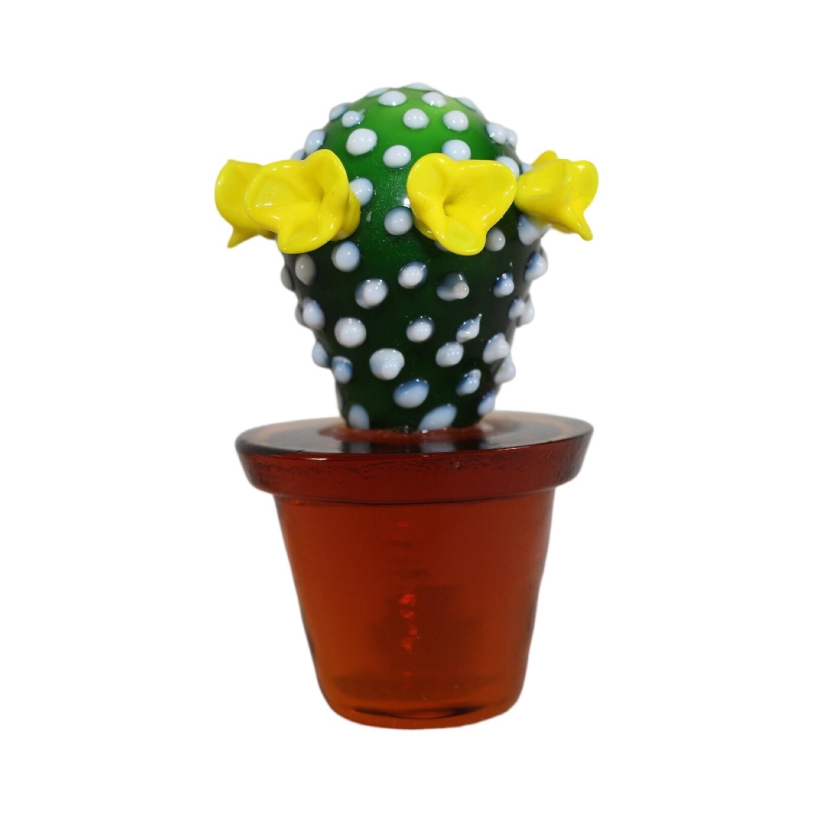 Dynasty Gallery Mini Yellow Cactus Figurine Small Paperweight Handmade Glass Art
