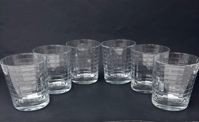 Vtg Pasabahce Scotch Old Fashioned 12 oz Clear Optic WindowPane Glass Set Of 6