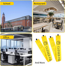 2 Pcs Restroom Closed for Cleaning Signs, Magnetic Ends, Yellow, 42x3.5 In, F...