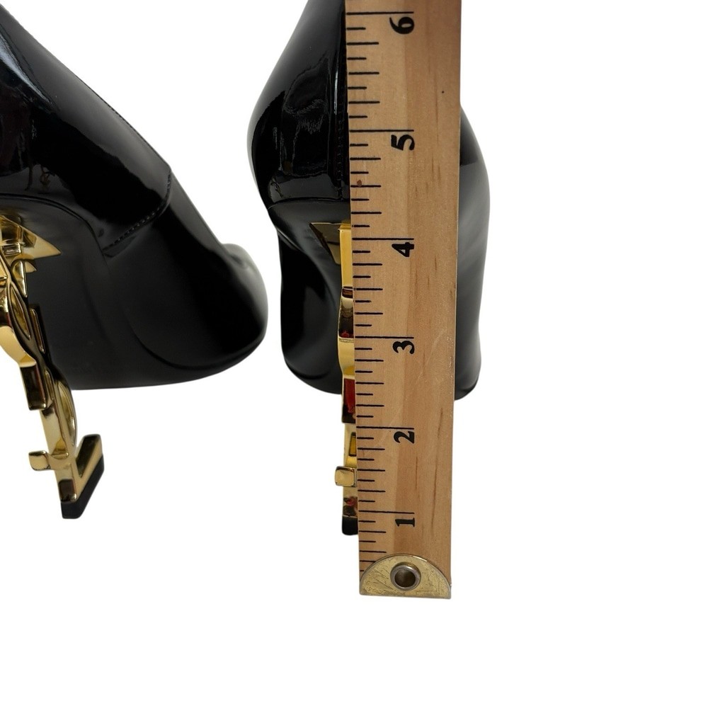 Saint Laurent Opyum YSL Heel Black Patent Pumps 37 US 7 thumbnail 13