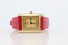 Vintage Must de Cartier Tank Gold Dial Watch. Vermeil ARGENT Small Tank 5