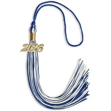 Endea Graduation Royal Blue/White Mixed Color Tassel With Gold Date Drop