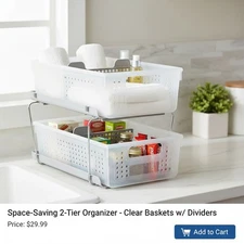 Durable 2-Tier Storage Organizer - Multi-Purpose for Kitchen, Bath, and Office