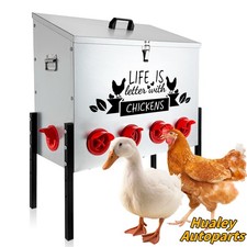 1PC Galvanized Metal Chicken Feeder, Extra-Large 95lb 10 No-Waste Ports
