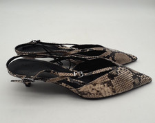 M&S Women's Point-Toe Sandals Size 8 Faux Snakeskin Baby Kitten Heel Strappy NEW