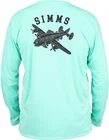 Simms Fishing Solar Tech Tee LS Shirt Fish Bombr Artwork LG UPF Quick Dry -RARE!