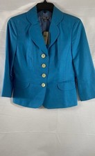 Ann Taylor Women's Turquoise Cotton Silk Blazer 3/4 Sleeve NWT Sz 4