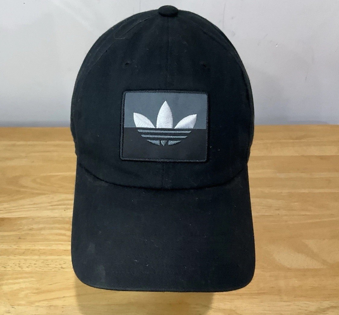 Adidas Hat Cap StrapBack Black Front Patch Logo E… - image 1