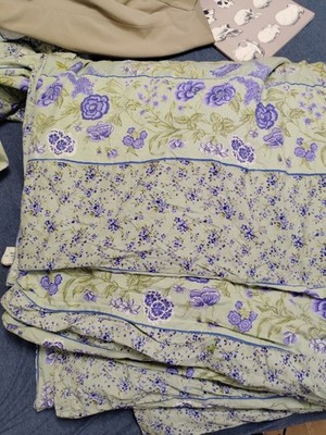 Vintage April Cornell Full Duvet Cover Reversible Purple Flowers 3 Pillow Cases 