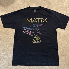 Vtg. Y2K Matix ?Yes, We?re Open? Neon Light Tshirt Size Medium