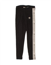 ADIDAS Womens Graphic Leggings UK 6 XS Black Colourblock Cotton CQ31