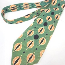 Vintage Beau Brummell Block & Kuhl Co Green Atomic Geometric Silk Wide Tie 4"