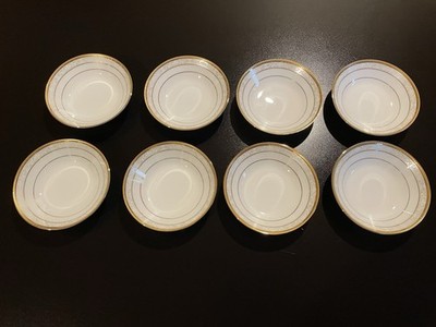 Noritake Hampshire Gold Bowls 4335 Set of 8,  5.5 Inch Fine Bone China 