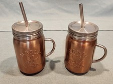 2 Two Mason Jar Cup Stainless Steel Tumbler w...