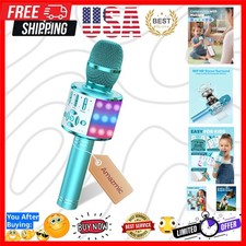 Kids Karaoke Microphone Machine Toys for Girls Bluetooth Microphone with LED ...
