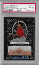 2022 Chronicles Obsidian Electric Etch Orange /50 Jarren Duran Rookie Auto PSA 8