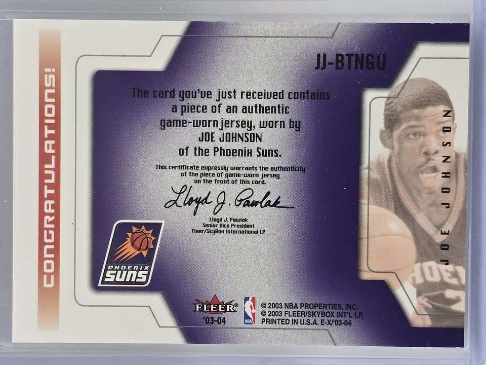 2003-04 E-X Joe Johnson #JJ-BTNGU X - Behind the Numbers Game-Used Gold #/150 - Imagem 2 de 2