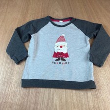 Kids Christmas Santa Sweatshirt Gray Red Ho Ho Ho Pullover Size 120 5  6Y 