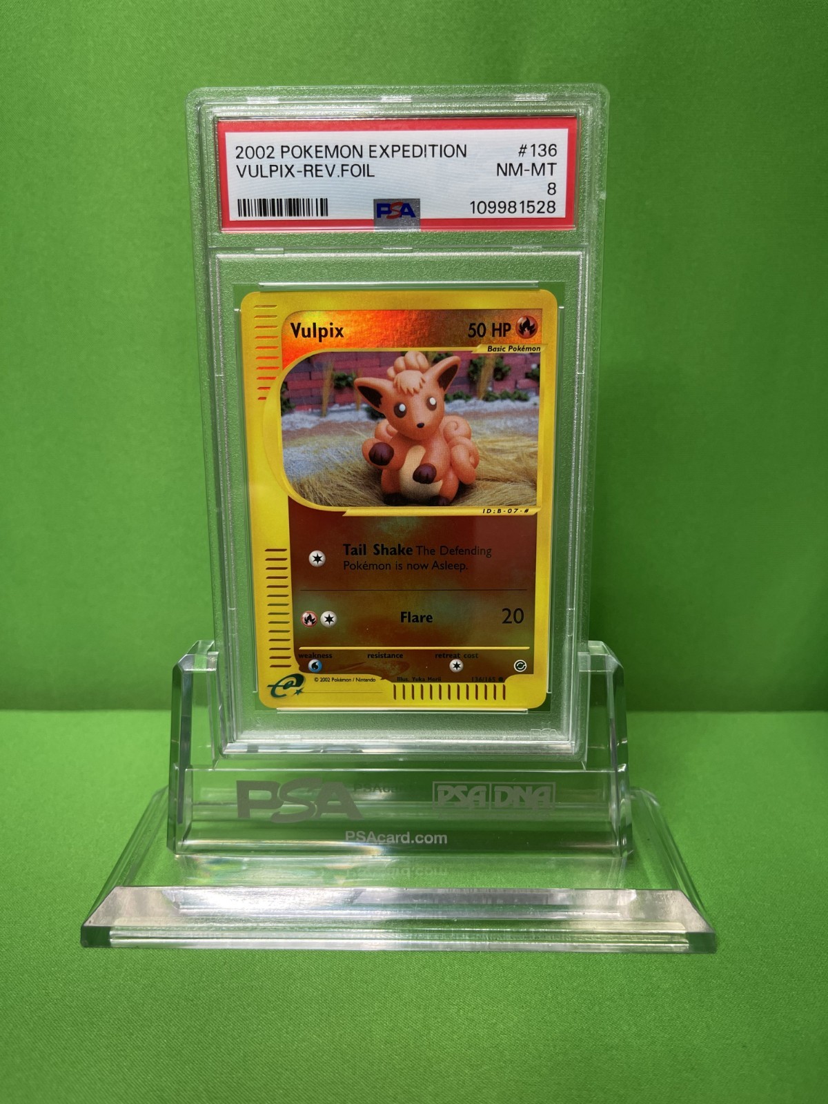2002 POKEMON EXPEDITION 136 VULPIX-REVERSE FOIL PSA 8