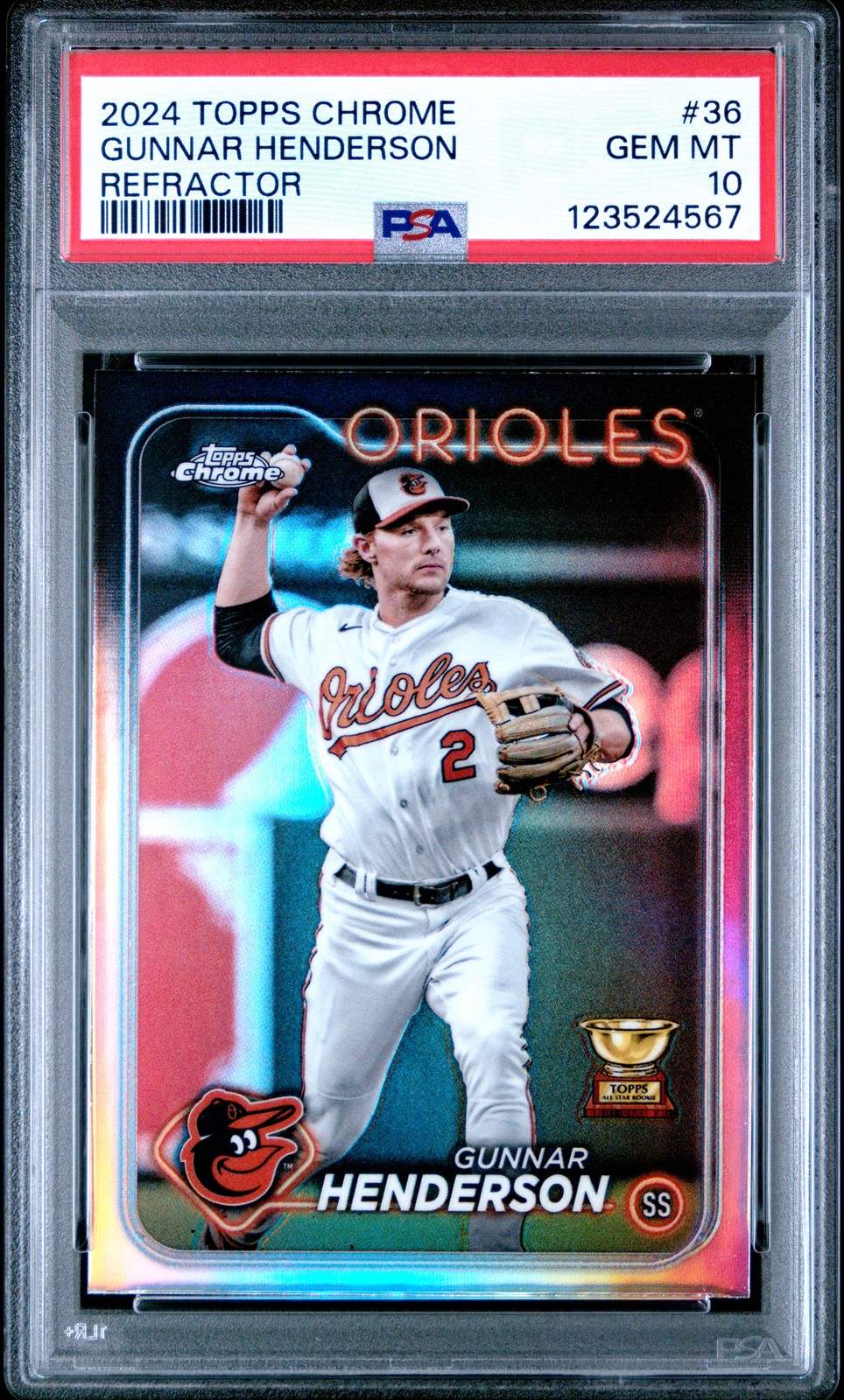 2024 TOPPS CHROME REFRACTOR #36 GUNNAR HENDERSON PSA 10