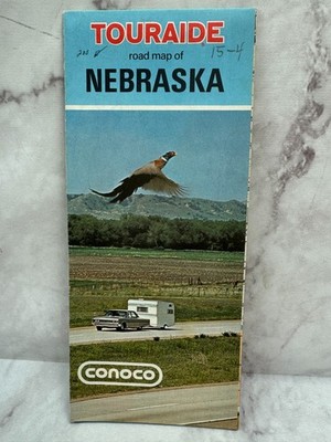 Vintage Conoco Gas Oil Advertising Nebraska Touraide Road Map 1972 HM Gousha