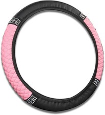 Sparkly Crystal Diamond Steering Wheel Cover 15 Inch Pink Pu Soft Color Pink