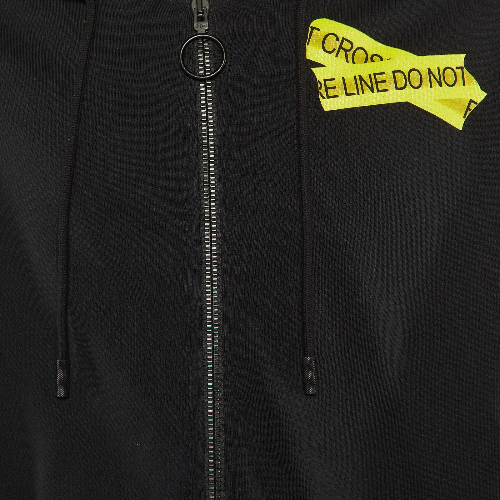 Felpa con cappuccio zip Off White nera jersey cotone non incrociata stampa L