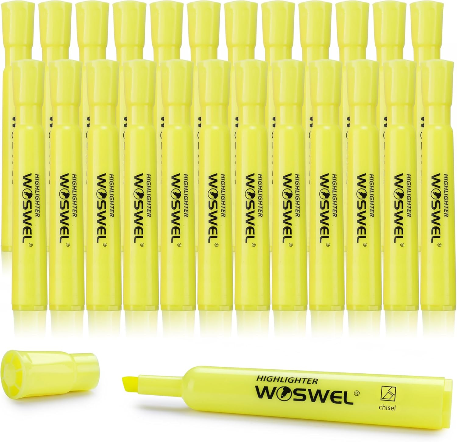 S Bulk, 24 Pack Tank Style Highlighters Set, Fluorescent Yel