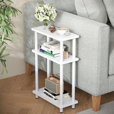 Small Narrow Side Table 3-Tier Skinny End Table with Storage Shelf Slim Night...
