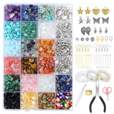 Jewelry Making Supplies Kit, 1612 Pcs Irregular Natural Stone Gemstone Chip B...