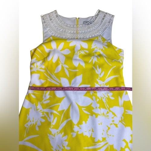 Jessica Howard Yellow White Floral Lace Sheath Dress Woman’s Size 10 - Picture 13 of 16